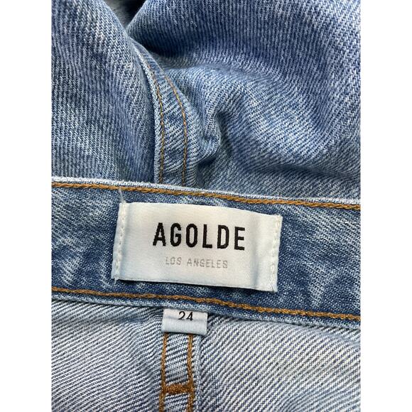 Agolde 'Cherie' Blue Cotton High Rise Straight Denim Jean Size 24 - Picture 4 of 5